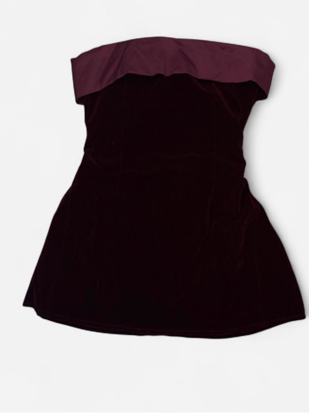 Girls Strapless Velvet Dress in Deep Burgundy ❤️